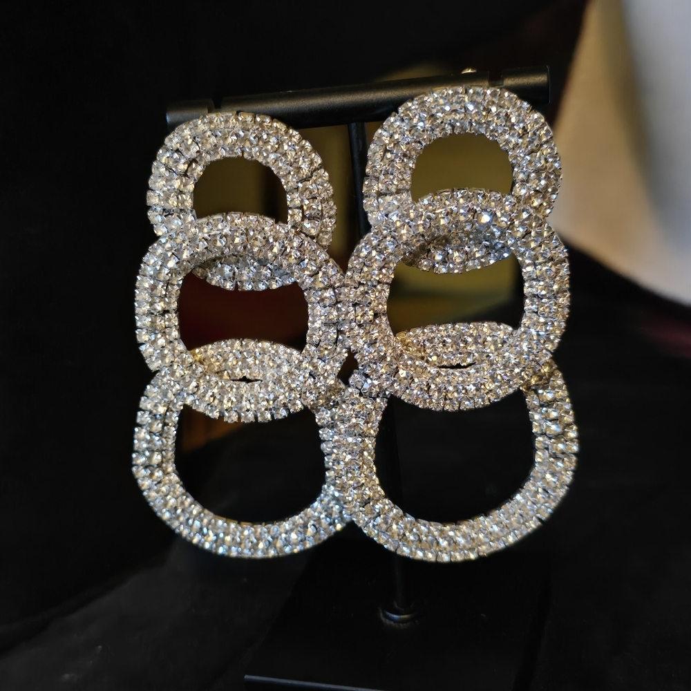 Dazzling Triple Circle Statement E. Earrings - - image 1